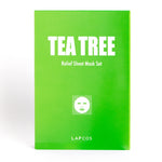 Green box of Tea Tree Relief Sheet Mask Set by LAPCOS on a white background