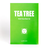 Green box of Tea Tree Relief Sheet Mask Set by LAPCOS on a white background