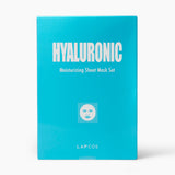 Blue box of Hyaluronic Moisturizing Sheet Mask Set by LAPCOS on a white background