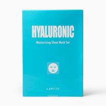 Blue box of Hyaluronic Moisturizing Sheet Mask Set by LAPCOS on a white background
