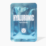 Hyaluronic moisturizing sheet mask packaging on a white background