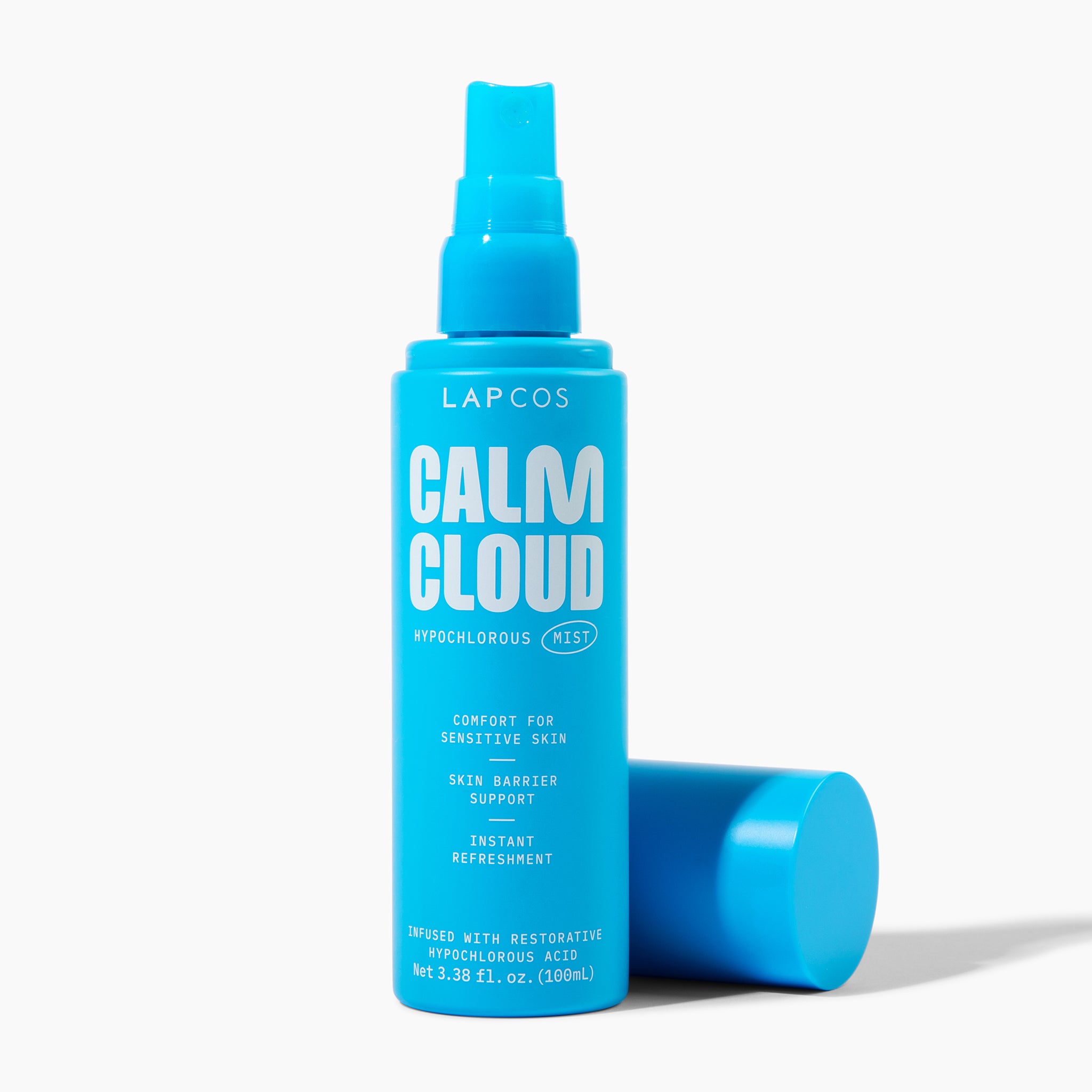 LAPCOS Calm Cloud hypochlorous acid face spray in blue bottle