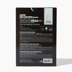 Daily Charcoal Sheet Mask 5-pack back of box. K-beauty sheet mask with fine charcoal powder for detoxifying skin and refining pores. 