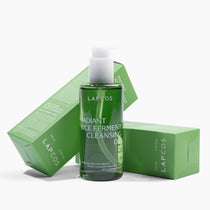 Lapcos Radiant Rice Ferment Cleansing Oil with green packaging on a white background